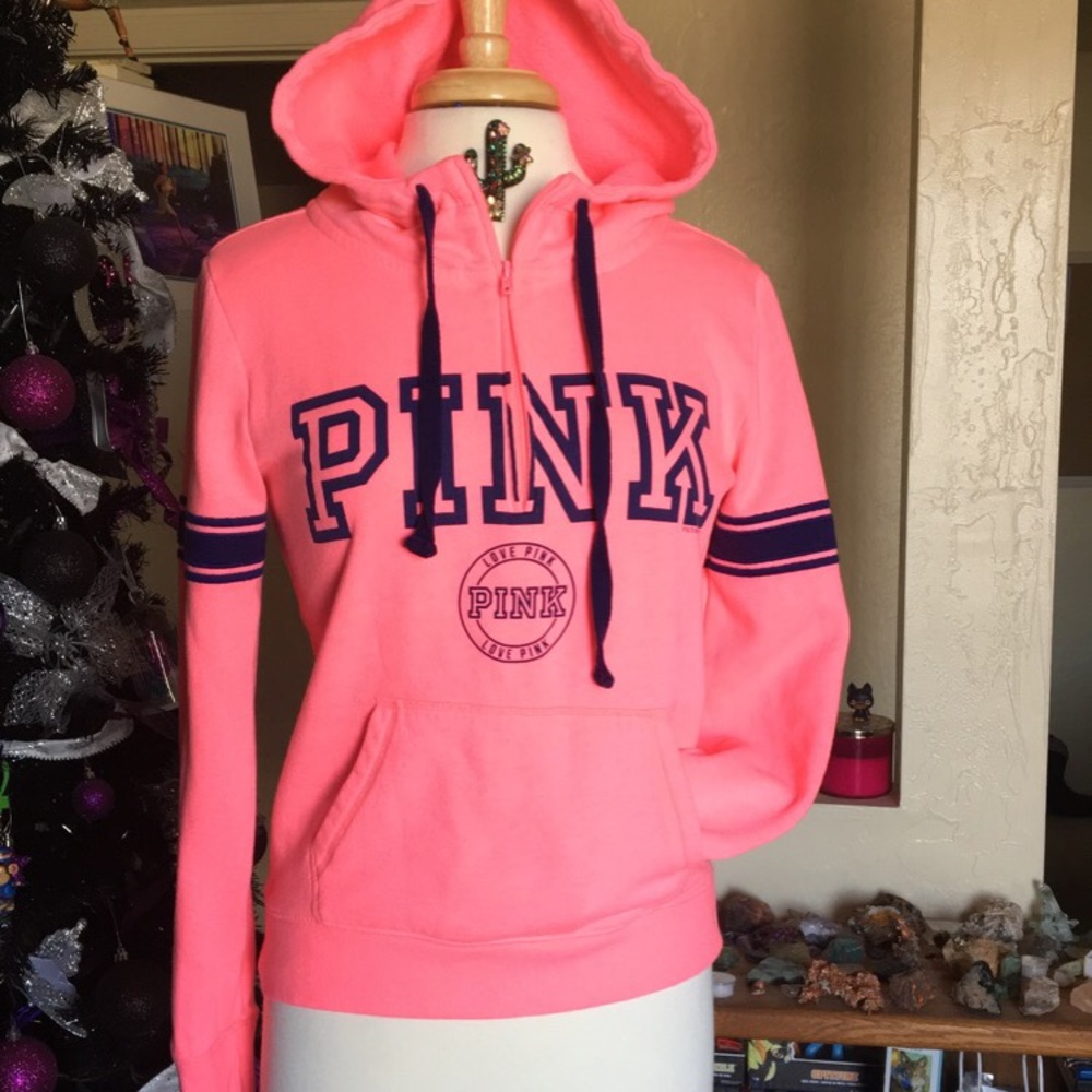 PINK Victoria’s Secret Blue and Pink Hoodie Small